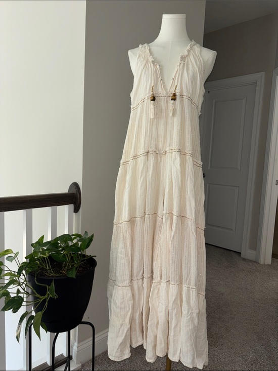 Free People Pants - Free People Boho Cream Jumpsuit with Tassel Tie